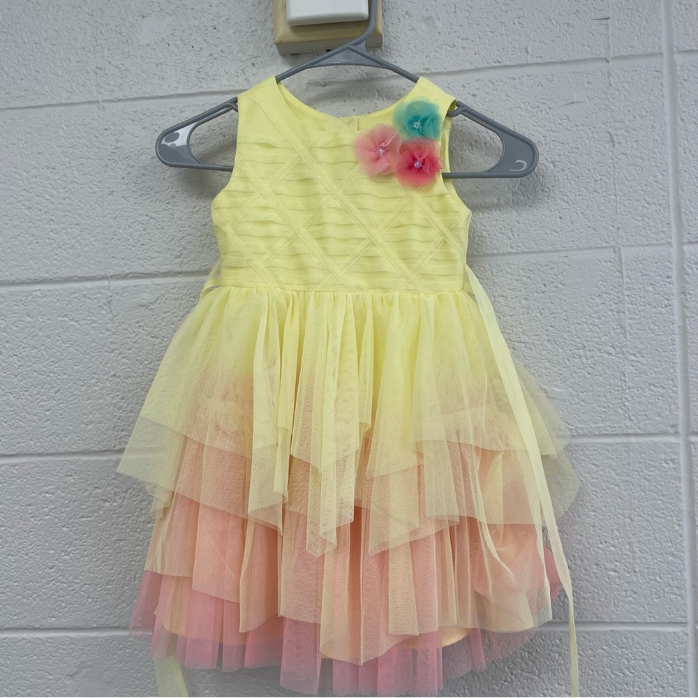 Jona Michelle Yellow Dress with Pink Floral Details